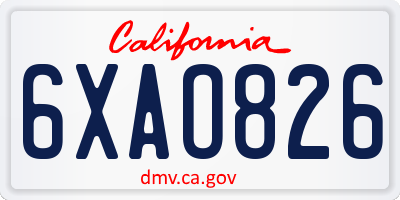 CA license plate 6XAO826