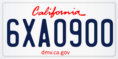 CA license plate 6XAO900