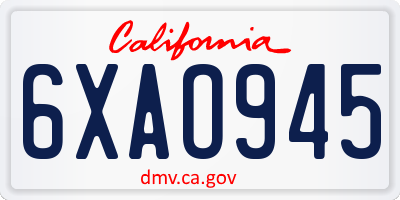 CA license plate 6XAO945