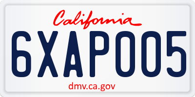 CA license plate 6XAP005