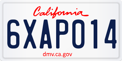 CA license plate 6XAP014