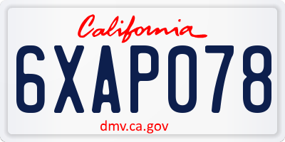 CA license plate 6XAP078