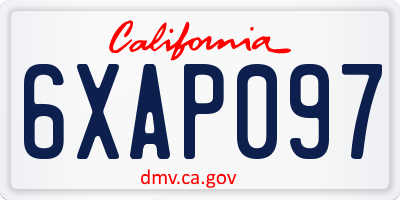 CA license plate 6XAP097