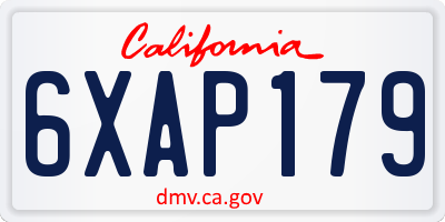 CA license plate 6XAP179
