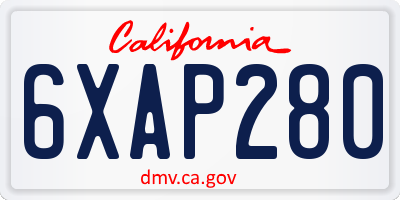 CA license plate 6XAP280