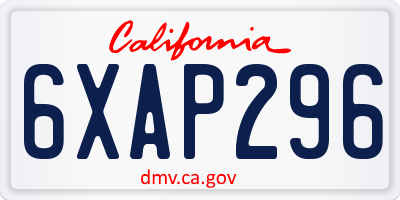 CA license plate 6XAP296