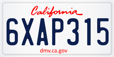 CA license plate 6XAP315
