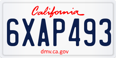 CA license plate 6XAP493
