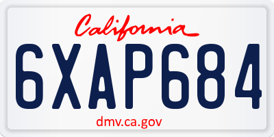 CA license plate 6XAP684