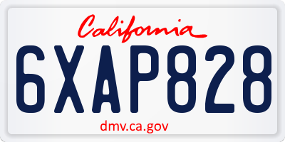 CA license plate 6XAP828