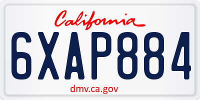 CA license plate 6XAP884