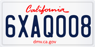 CA license plate 6XAQ008