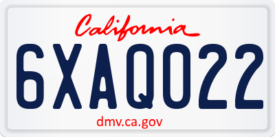 CA license plate 6XAQ022