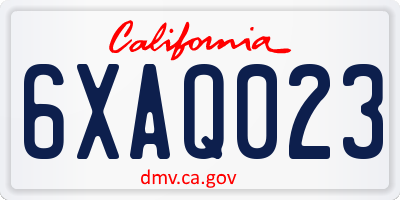 CA license plate 6XAQ023