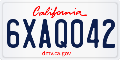 CA license plate 6XAQ042