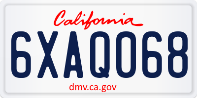 CA license plate 6XAQ068
