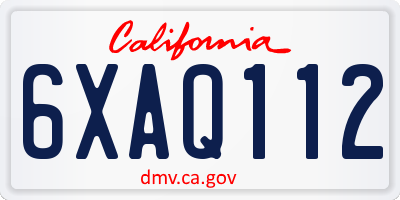 CA license plate 6XAQ112