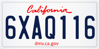 CA license plate 6XAQ116