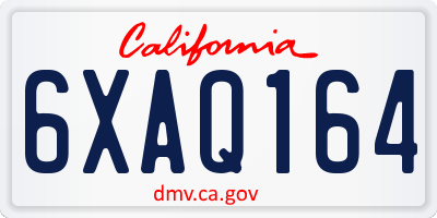 CA license plate 6XAQ164