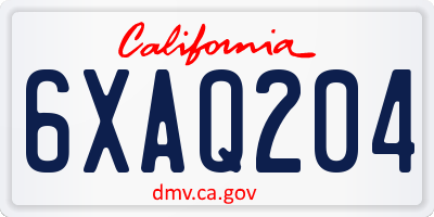 CA license plate 6XAQ204