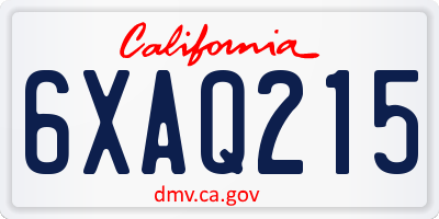 CA license plate 6XAQ215