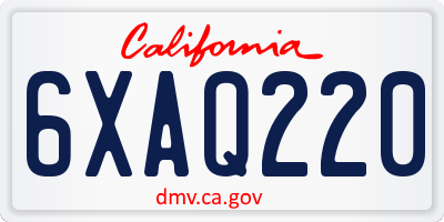 CA license plate 6XAQ220