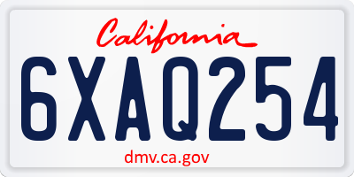 CA license plate 6XAQ254