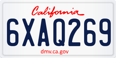 CA license plate 6XAQ269