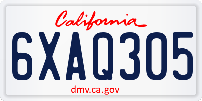 CA license plate 6XAQ305