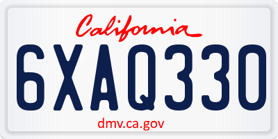 CA license plate 6XAQ330