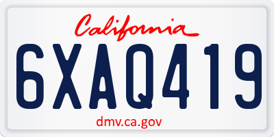 CA license plate 6XAQ419
