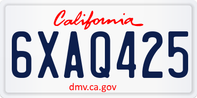 CA license plate 6XAQ425