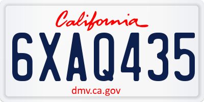 CA license plate 6XAQ435