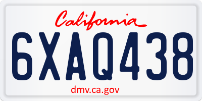 CA license plate 6XAQ438