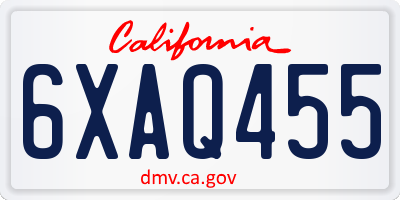CA license plate 6XAQ455