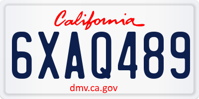 CA license plate 6XAQ489
