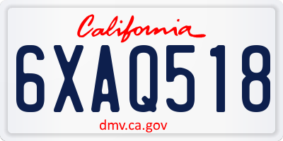 CA license plate 6XAQ518