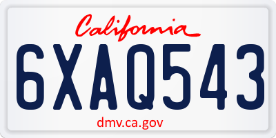 CA license plate 6XAQ543