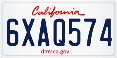 CA license plate 6XAQ574