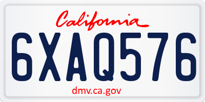 CA license plate 6XAQ576