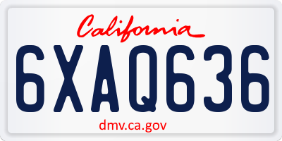 CA license plate 6XAQ636