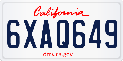 CA license plate 6XAQ649