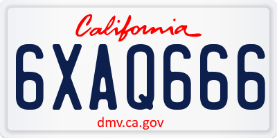 CA license plate 6XAQ666