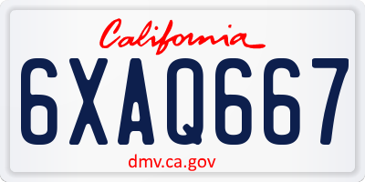 CA license plate 6XAQ667