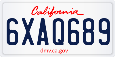 CA license plate 6XAQ689
