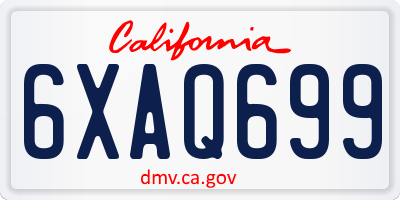 CA license plate 6XAQ699