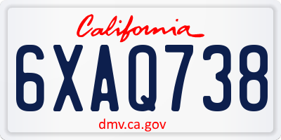 CA license plate 6XAQ738