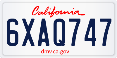 CA license plate 6XAQ747
