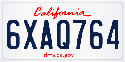 CA license plate 6XAQ764