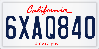 CA license plate 6XAQ840